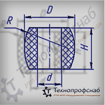 Втулка 105x13x145 R=200 упругая бочкообразная резиновая ПФ-994 Втулка 105x13x145 R=200 упругая бочкообразная резиновая ПФ-994